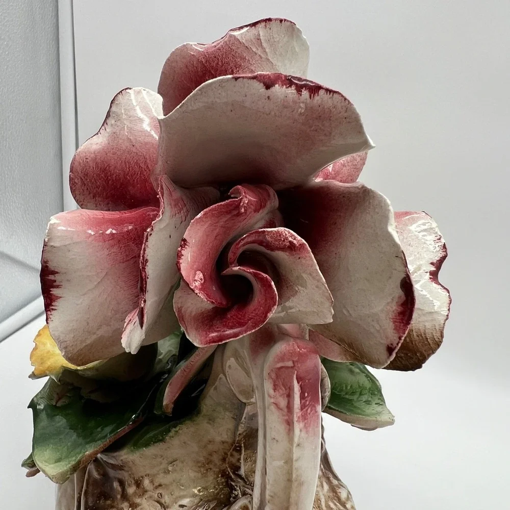 Capodimonte Italy Handcrafted Porcelain Floral Centerpiece Bowl Original Tag
